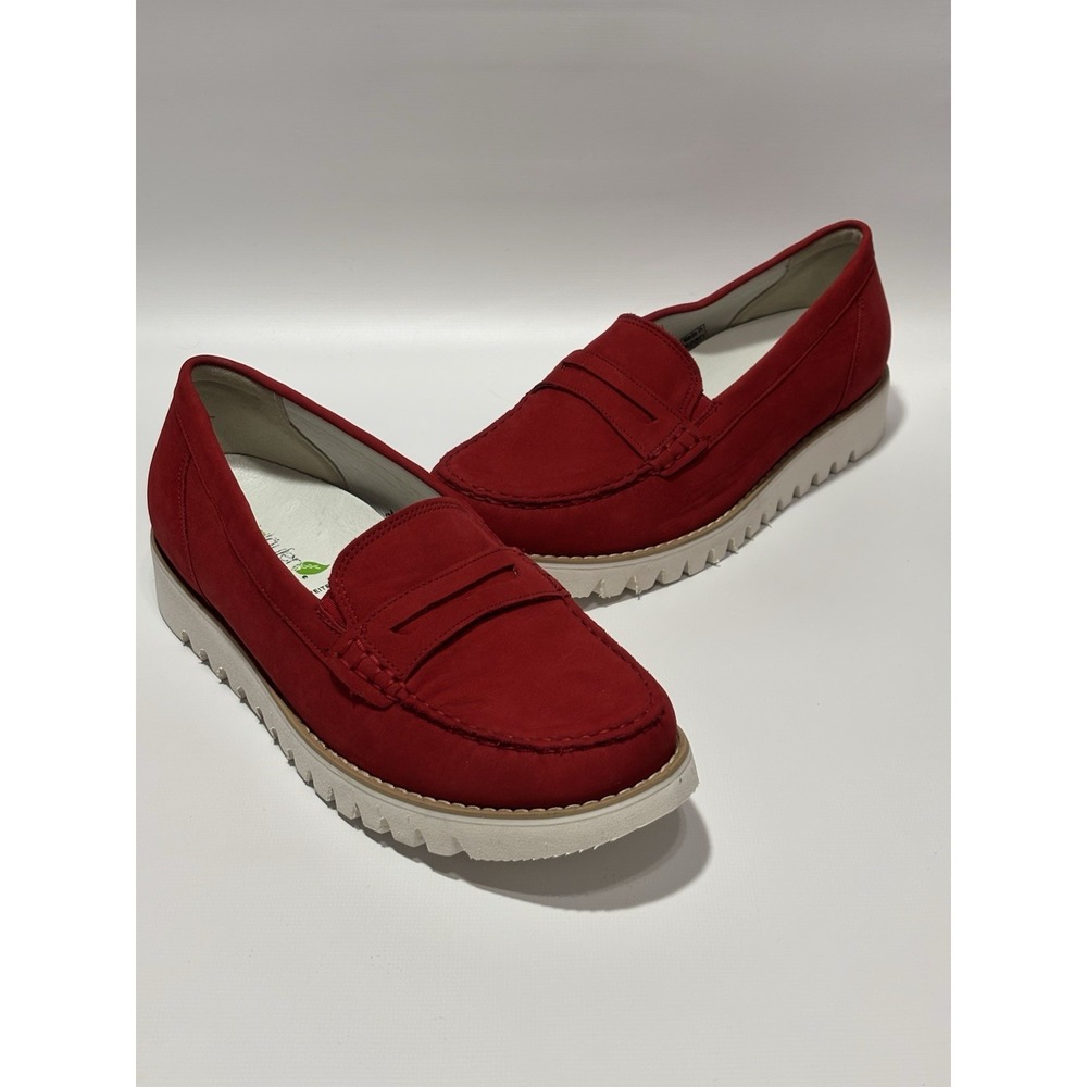 Waldläufer Red Suede Penny Loafer Platform Wedge Shoes Women's 8.5